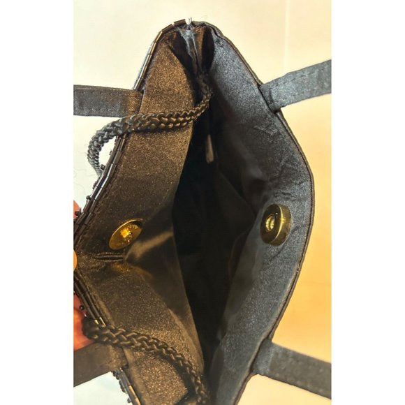 Women's Unbranded Small Purse Beaded Front Satiny Material Back Cloth Strap - Picture 7 of 7